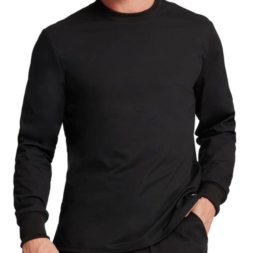 Cherokee Unisex‎ Scrub Top Modern Crew neck Black Size Large NEW Long Sleeve
